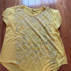 Cato Yellow Short Sleeve Embroidered Tee